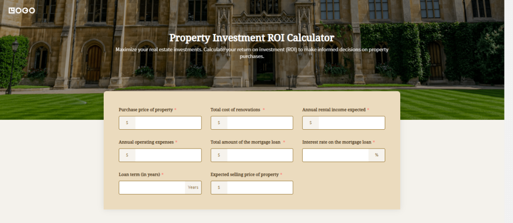 Property Investment ROI Calculator Template